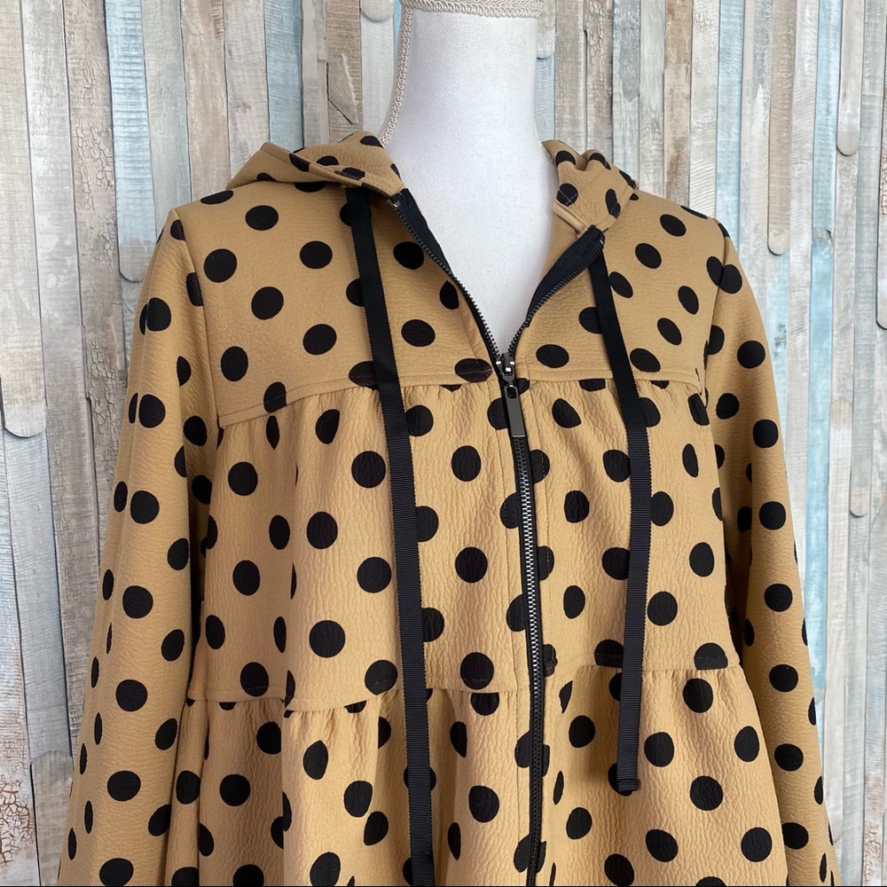 Eva Franco S Anthropologie Maybelle Polka Dot Tiered Coat Jacket Hooded Zip Up - Picture 6 of 13